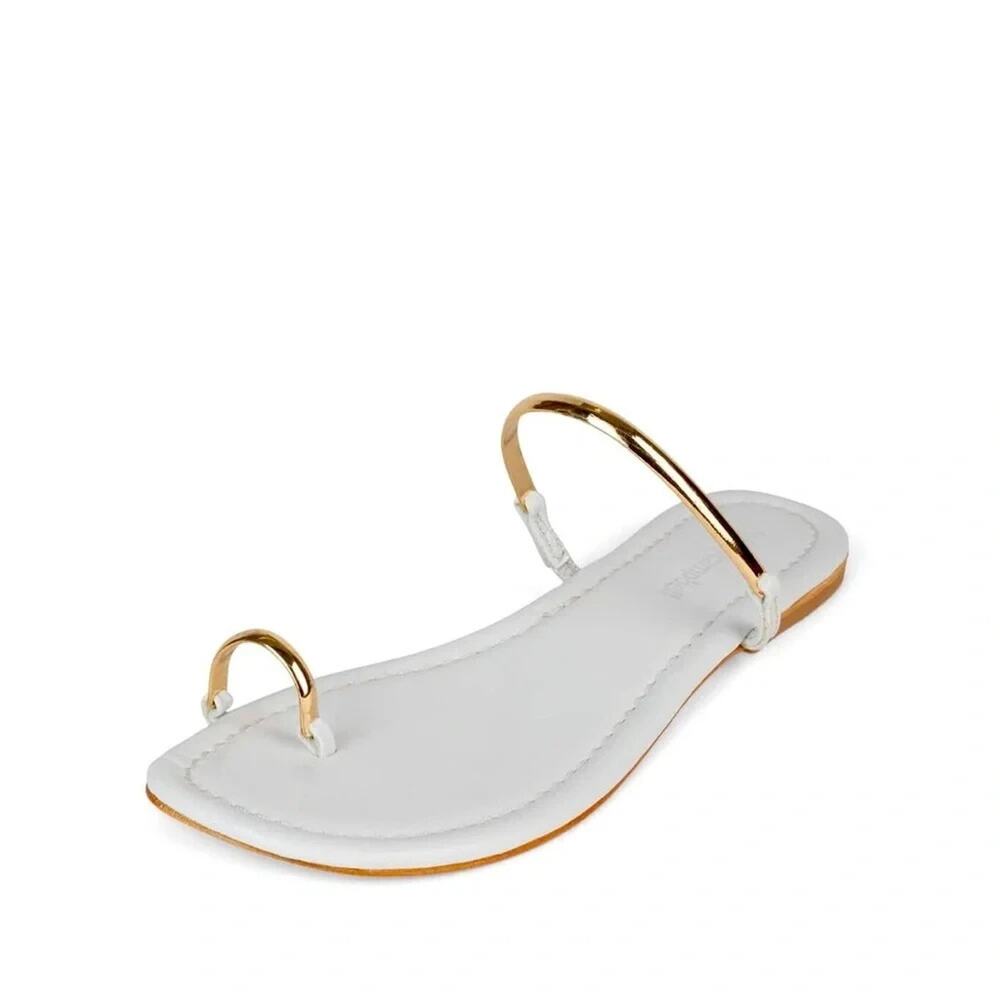 Jeffrey Campbell Discreet Sandal Toe Ring White Gold Slide Flip Flop Flat 7 38